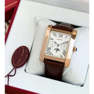 Stylish Cartier Paris Watch Brown Gold For Men (SUP95)