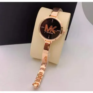 Premium Michael Kors Watch Diamond Rose Gold Black For Women (SUP300)