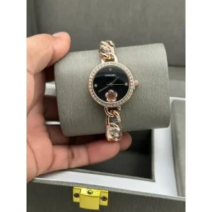 Premium Chanel Watch Rose Gold Black For Women (SUP255)