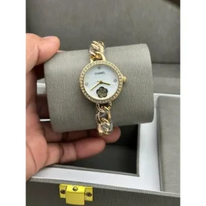 Premium Chanel Watch Gold White For Women (SUP256)