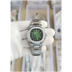 Stylish Patek Philippe Nautilus Watch Silver Green For Men (SUP114)