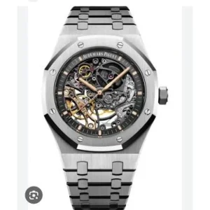 Stylish Audemars Piguet Skeleton Watch Wheel Silver Black For Men (SUP15)