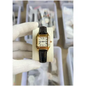 Premium Cartier Santos Watch Dumont Watch Black Gold White For Women (SUP153)