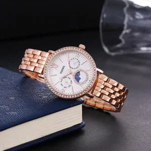 Premium Fossil Es3121 Jacqueline Watch Moon Copper White For Women (SUP156)