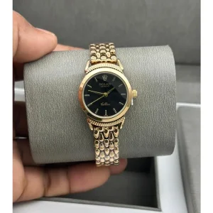 Premium Rolex Geneve Watch Gold Black For Women (SUP218)