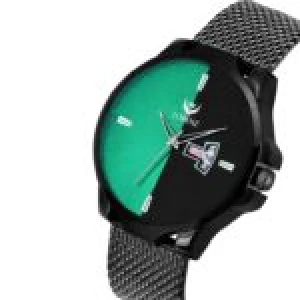 Lorenz Watch Black Leather Strap & White Roman Dial Analogue For Men